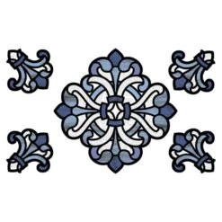 Blue Medici Static Stained Glass Window Film -Home Furnishing Store 1000161885 alt01