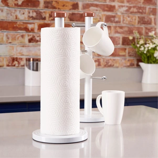 Tower Linear White & Rose Gold Mug Tree & Kitchen Roll Holder Set 7 Tower Linear White & Rose Gold Mug Tree & Kitchen Roll Holder Set - Image 5