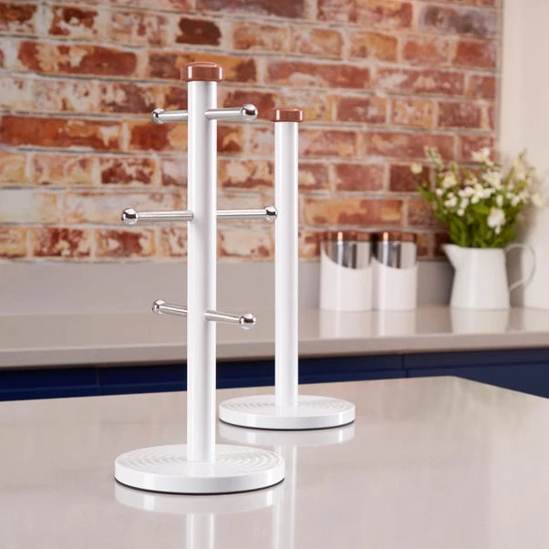 Tower Linear White & Rose Gold Mug Tree & Kitchen Roll Holder Set 8 Tower Linear White & Rose Gold Mug Tree & Kitchen Roll Holder Set - Image 6