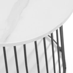 Broadway Round Lamp Table, White Marble Effect -Home Furnishing Store 1000169286 alt02