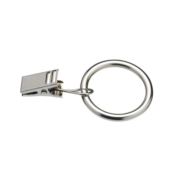 Pack Of 6 Satin Steel Curtain Rings With Clips Dia. 25mm 4 Pack Of 6 Satin Steel Curtain Rings With Clips Dia. 25mm - Image 2