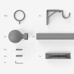 Ashton Fixed Metal Curtain Pole With Rings -Home Furnishing Store 30079229 alt06