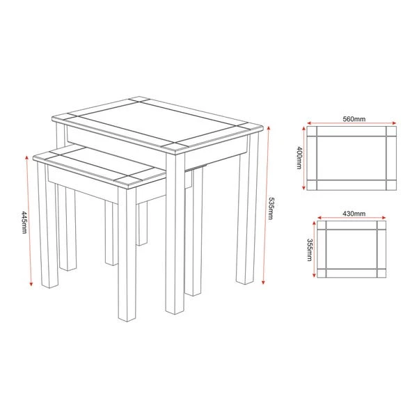 Panama Nest Of 2 Tables, Pine 4 Panama Nest Of 2 Tables, Pine - Image 2