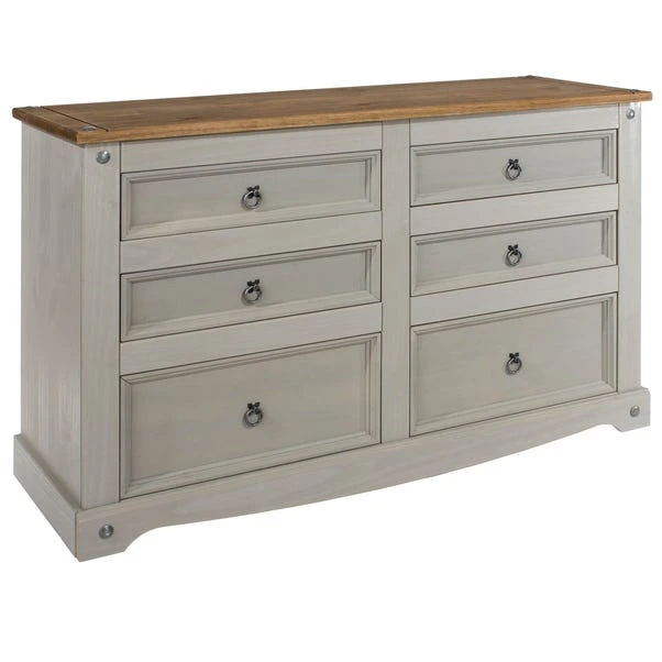Corona Wide 6 Drawer Chest, Pine 3 Corona Wide 6 Drawer Chest, Pine