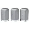 Set Of 3 Lovello Grey Tea, Coffee And Sugar Canisters -Home Furnishing Store 30635221