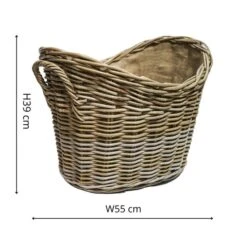 40cm Round Wicker Log Basket With Handles -Home Furnishing Store 30635759 alt04