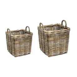 Set Of 2 Square Wicker Log Baskets -Home Furnishing Store 30635764 alt02
