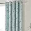 Edith Duck Egg Floral Blackout Eyelet Curtains -Home Furnishing Store 30646313