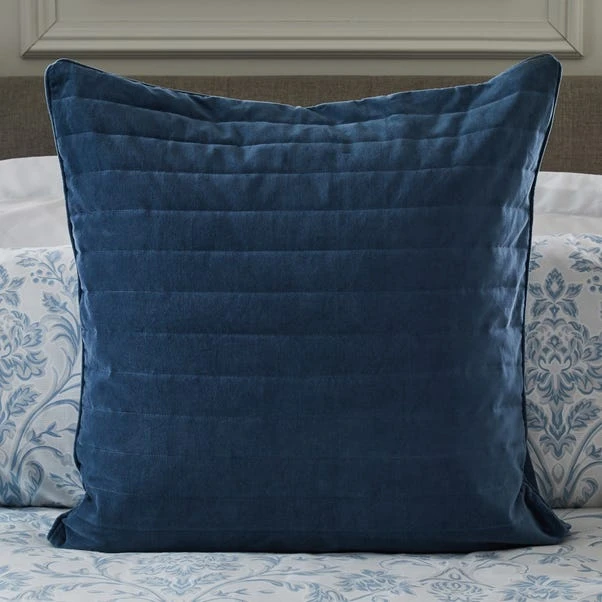 Dorma Remington Cotton Velvet Blue Continental Square Pillowcase 3 Dorma Remington Cotton Velvet Blue Continental Square Pillowcase