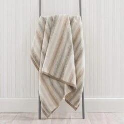 Super Soft Ombre Stripe Natural Throw -Home Furnishing Store 30655832