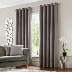 Abstract Chenille Eyelet Curtains -Home Furnishing Store 30668138 alt01