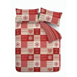 Catherine Lansfield Let It Snow Cotton Rich Red Duvet Cover And Pillowcase Set -Home Furnishing Store 30673067 alt07