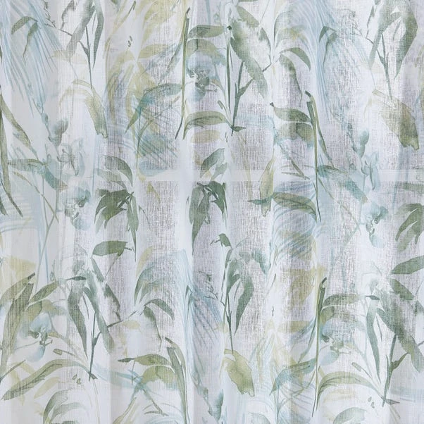 Tropical Leaf Hidden Tab Top Single Voile Panel 17 Tropical Leaf Hidden Tab Top Single Voile Panel - Image 15