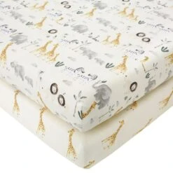 Safari Natural 100% Cotton Pack Of 2 Fitted Sheets -Home Furnishing Store 30691901