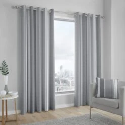 Fusion Whitworth Striped Eyelet Curtains -Home Furnishing Store 30695418 alt01