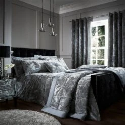 Catherine Lansfield Crushed Velvet Duvet Cover And Pillowcase Set -Home Furnishing Store 30705286