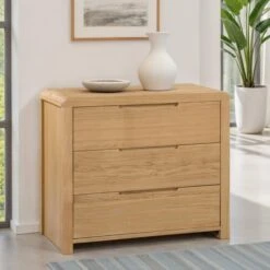 Curve 3 Drawer Chest, Oak