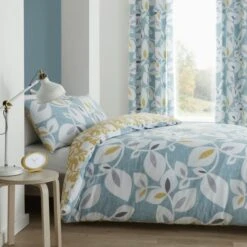 Catherine Lansfield Inga Leaf Teal Reversible Duvet Cover & Pillowcase Set -Home Furnishing Store 30710633