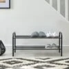 Black Metal 2 Tier Shoe Rack