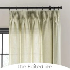 Linen Look Tab Top Pencil Pleat Curtains -Home Furnishing Store 30720141