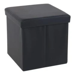 Faux Leather Cube Ottoman Black 11 Faux Leather Cube Ottoman Black -Home Furnishing Store 30723927 alt04