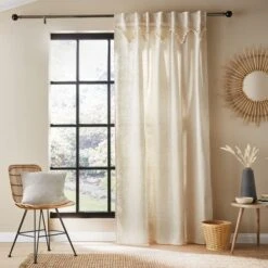 Macrame Border Hidden Tab Top Voile Panel -Home Furnishing Store 30733310 alt01