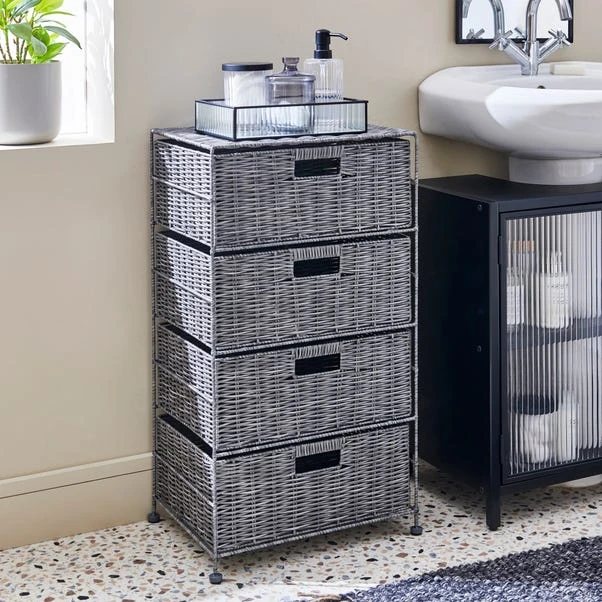 Recycled Plastic Grey Rattan Drawer Tower 3 Recycled Plastic Grey Rattan Drawer Tower