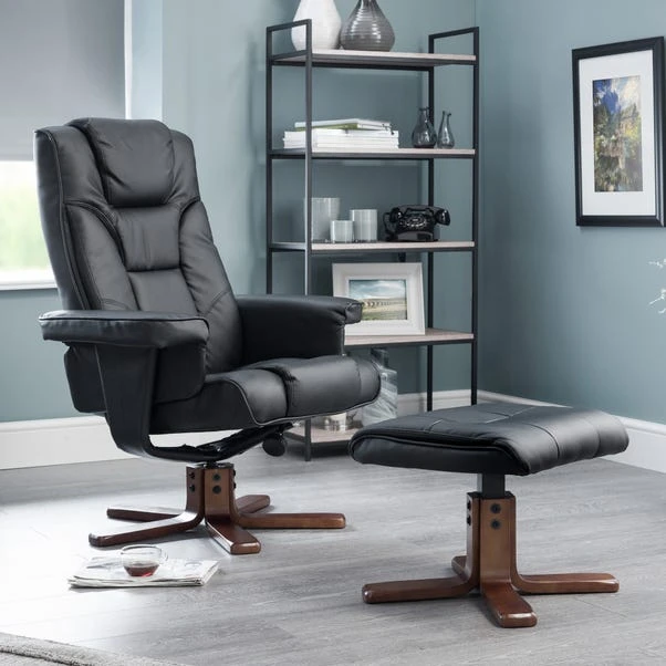 Malmo Faux Leather Swivel Recliner And Stool 3 Malmo Faux Leather Swivel Recliner And Stool