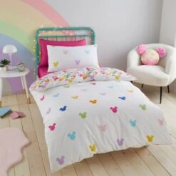 Disney Mickey Mouse Rainbow Duvet Cover & Pillowcase Set -Home Furnishing Store 30768150