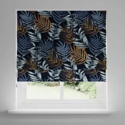 Leaf Jacquard Navy Roman Blind 16 Leaf Jacquard Navy Roman Blind -Home Furnishing Store 30789991 alt02