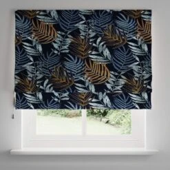 Leaf Jacquard Navy Roman Blind 17 Leaf Jacquard Navy Roman Blind -Home Furnishing Store 30789991 alt03