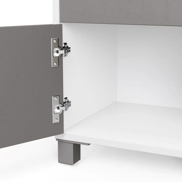 LED Smart Click 1 Door & 1 Door Lamp Table, White & Grey 10 LED Smart Click 1 Door & 1 Door Lamp Table, White & Grey - Image 8