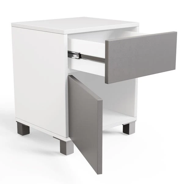 LED Smart Click 1 Door & 1 Door Lamp Table, White & Grey 11 LED Smart Click 1 Door & 1 Door Lamp Table, White & Grey - Image 9