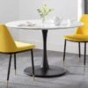 Holland 4 Seater Round Pedestal Dining Table, Black & White 2 Holland 4 Seater Round Pedestal Dining Table, Black & White -Home Furnishing Store 30794269