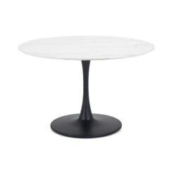 Holland 4 Seater Round Pedestal Dining Table, Black & White 10 Holland 4 Seater Round Pedestal Dining Table, Black & White -Home Furnishing Store 30794269 alt01