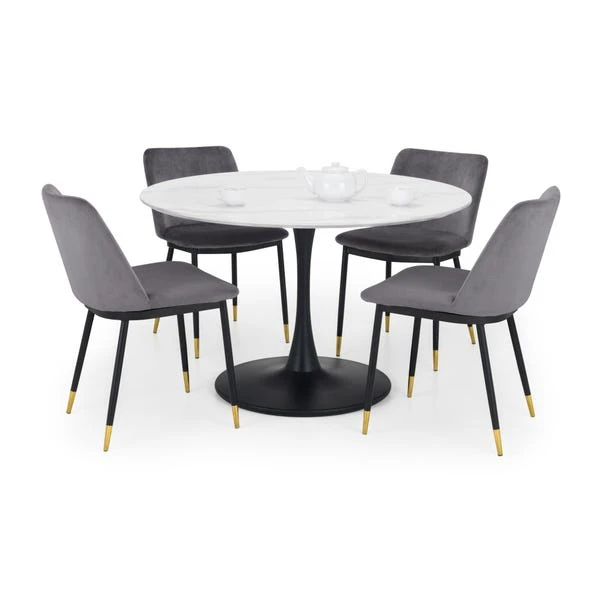 Holland 4 Seater Round Pedestal Dining Table, Black & White 9 Holland 4 Seater Round Pedestal Dining Table, Black & White - Image 7