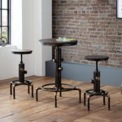 Rockport Pipework Adjustable Height Bar Stool, Mocha -Home Furnishing Store 30794350 alt07