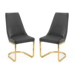 Vittoria Set Of 2 Cantilever Dining Chairs, Velvet 9 Vittoria Set Of 2 Cantilever Dining Chairs, Velvet -Home Furnishing Store 30794389 alt02