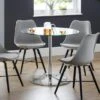 Kudos 4 Seater Round Glass Top Pedestal Dining Table, Silver 1 Kudos 4 Seater Round Glass Top Pedestal Dining Table, Silver -Home Furnishing Store 30794581