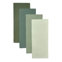 Isabelle Waffle Pack Of 4 Tea Towels Greens