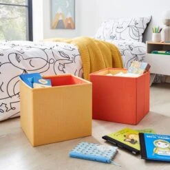 Set Of 2 Kids Foldable Cube Storage -Home Furnishing Store 30801372