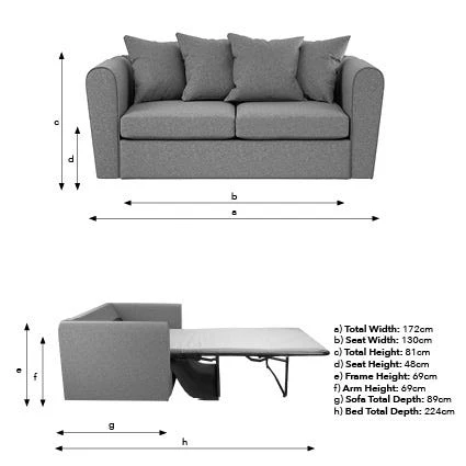 Blake Curved Arm 2 Seater Double Sofa Bed 12 Blake Curved Arm 2 Seater Double Sofa Bed - Image 10