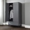Chloe Double 1 Drawer Wardrobe, Grey 1 Chloe Double 1 Drawer Wardrobe, Grey -Home Furnishing Store 30809992