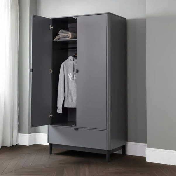 Chloe Double 1 Drawer Wardrobe, Grey 3 Chloe Double 1 Drawer Wardrobe, Grey
