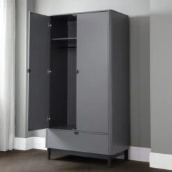 Chloe Double 1 Drawer Wardrobe, Grey 10 Chloe Double 1 Drawer Wardrobe, Grey -Home Furnishing Store 30809992 alt01