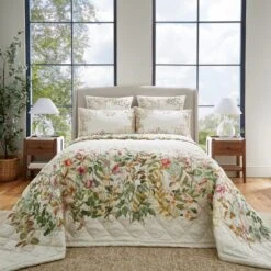 Dorma Rambling Rose Cream Cotton Bedspread -Home Furnishing Store 30827773