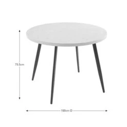 Zuri 4 Seater Round Dining Table, Concrete Effect -Home Furnishing Store 30829513 alt09