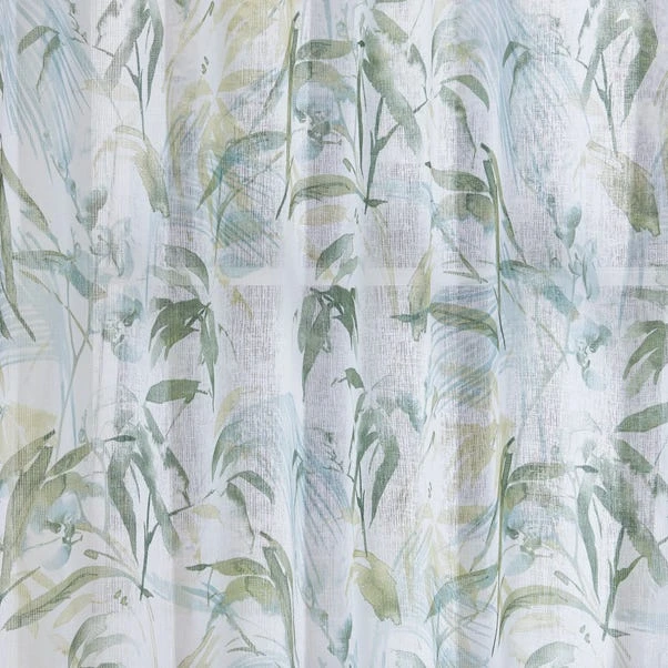 Tropical Leaf Hidden Tab Top Single Voile Panel 14 Tropical Leaf Hidden Tab Top Single Voile Panel - Image 12