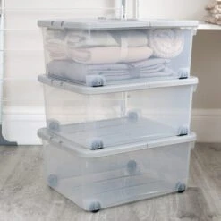 Wham Set Of 3 Storage Boxes With Wheels & Lid -Home Furnishing Store 30839238