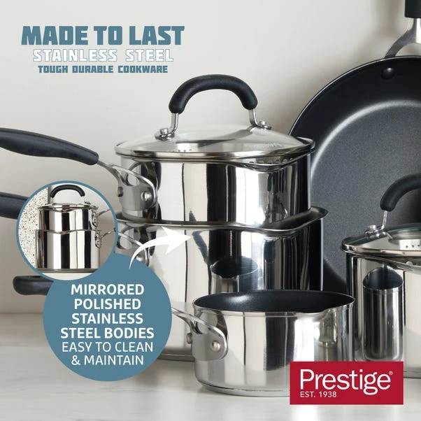 Prestige Made To Last Stainless Steel Saucepan, 18cm 6 Prestige Made To Last Stainless Steel Saucepan, 18cm - Image 4
